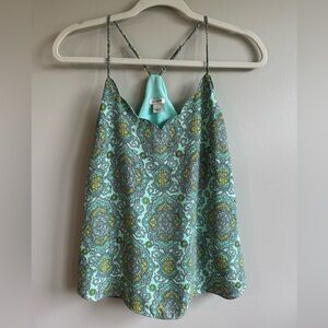 J. Crew Blue and Green Scallop Camisole Top
